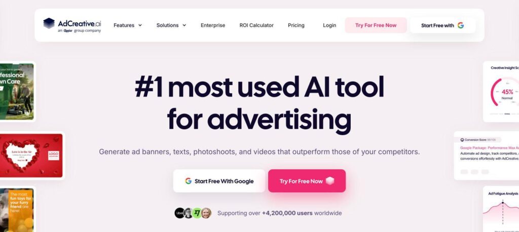 AdCreative.ai homepage preview screenshot
