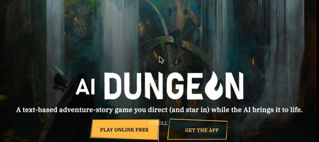 AI Dungeon homepage screenshot