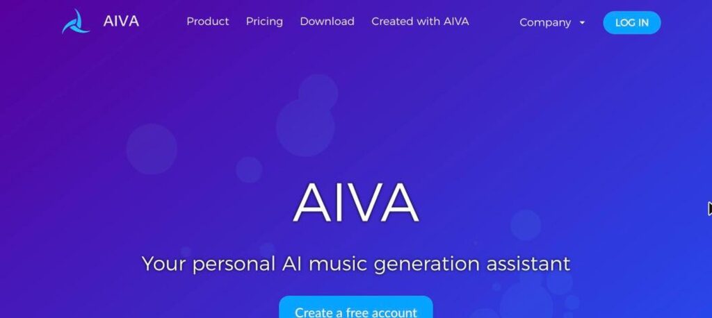 AIVA homepage screenshot