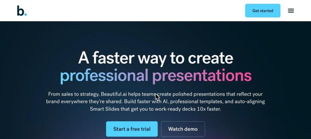 Beautiful.ai homepage screenshot