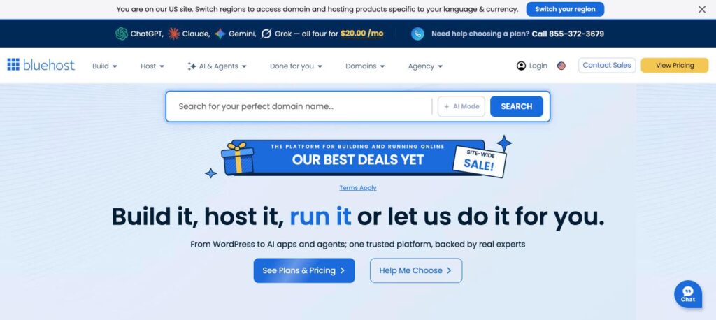 Bluehost homepage screenshot