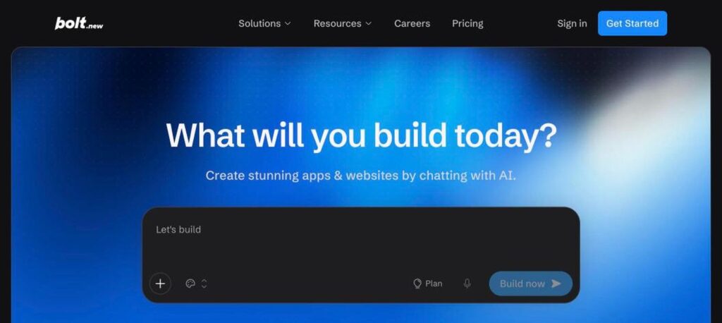 Bolt.new homepage screenshot
