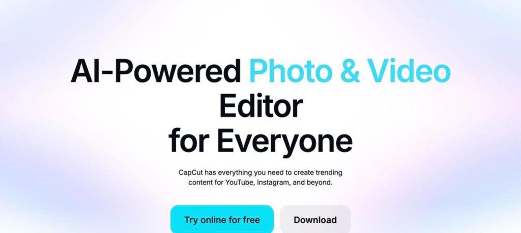 CapCut homepage screenshot