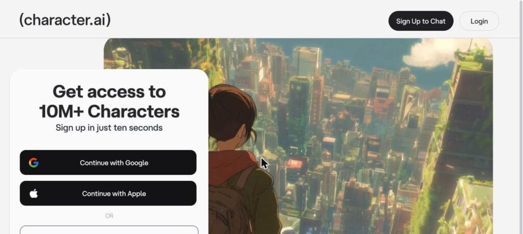 Character.AI homepage screenshot