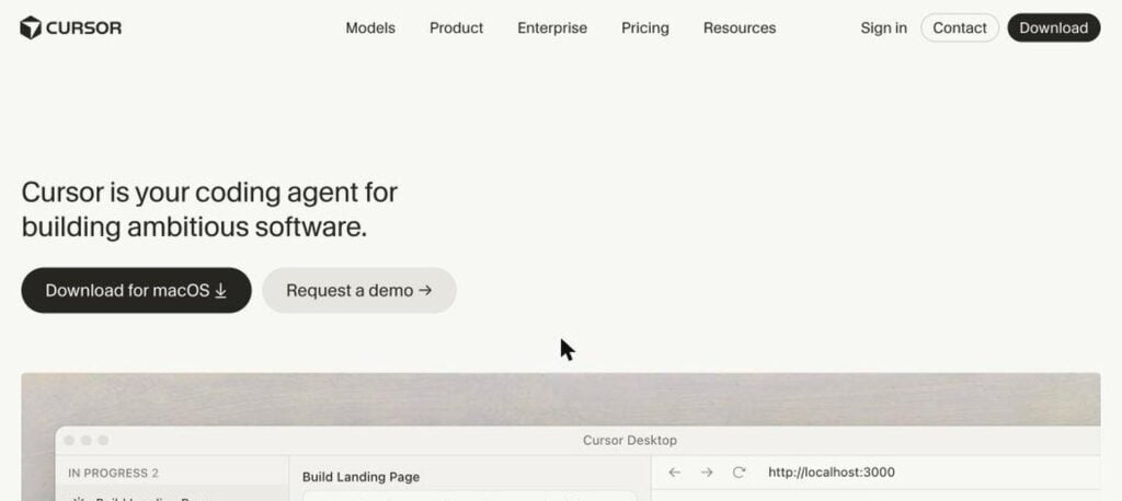 Cursor homepage screenshot