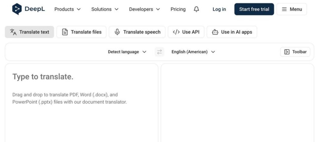 DeepL homepage screenshot