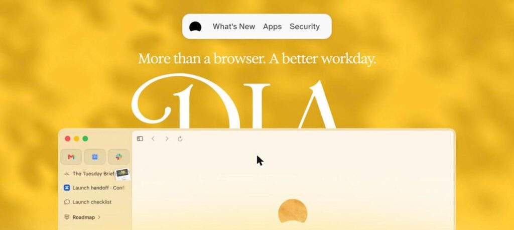 Dia browser homepage screenshot