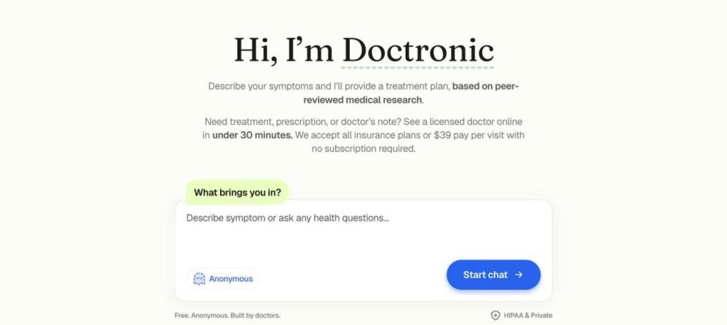 Doctronic homepage screenshot