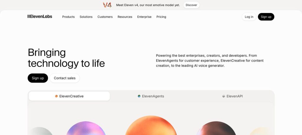 ElevenLabs homepage preview screenshot