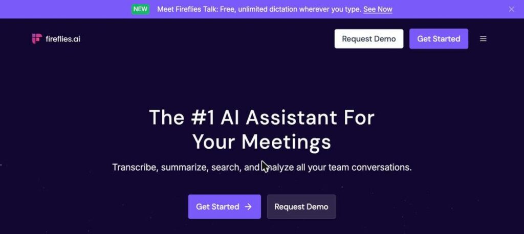 Fireflies.ai homepage screenshot