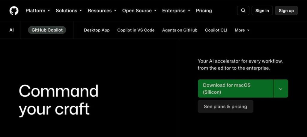 GitHub Copilot homepage screenshot