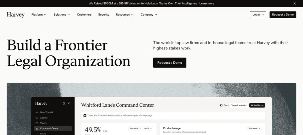 Harvey AI homepage screenshot