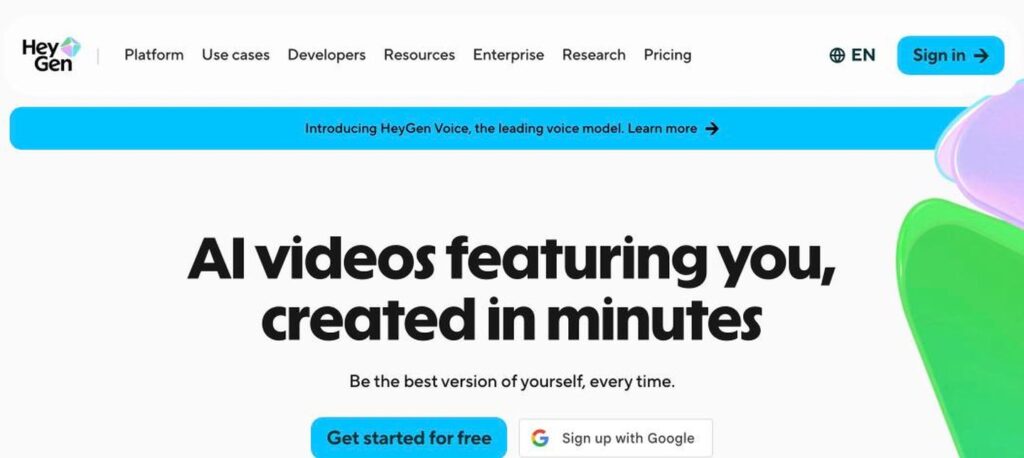 HeyGen homepage screenshot