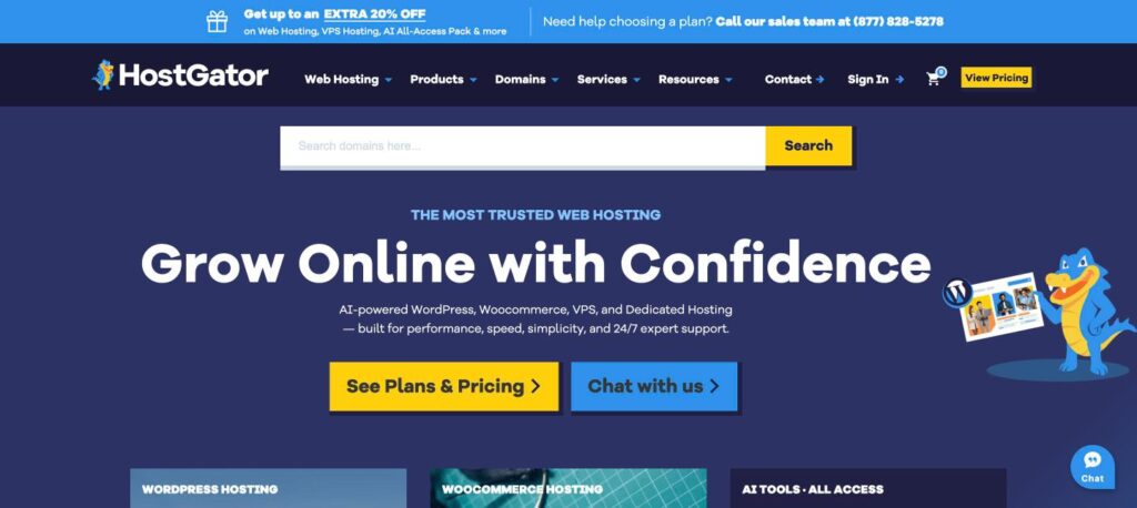 HostGator homepage screenshot