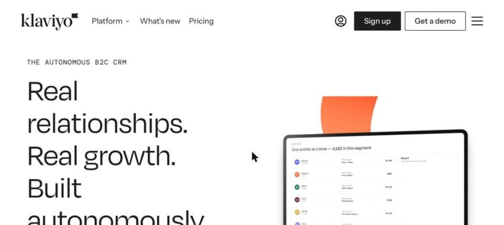 Klaviyo homepage screenshot