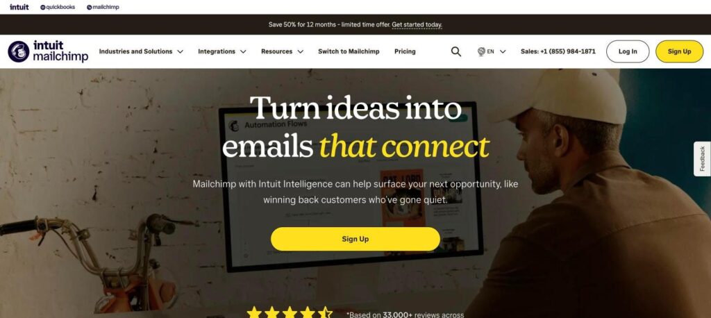 Mailchimp AI homepage screenshot