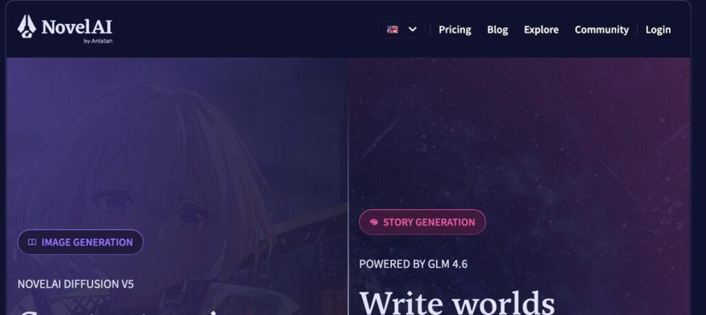 NovelAI homepage screenshot