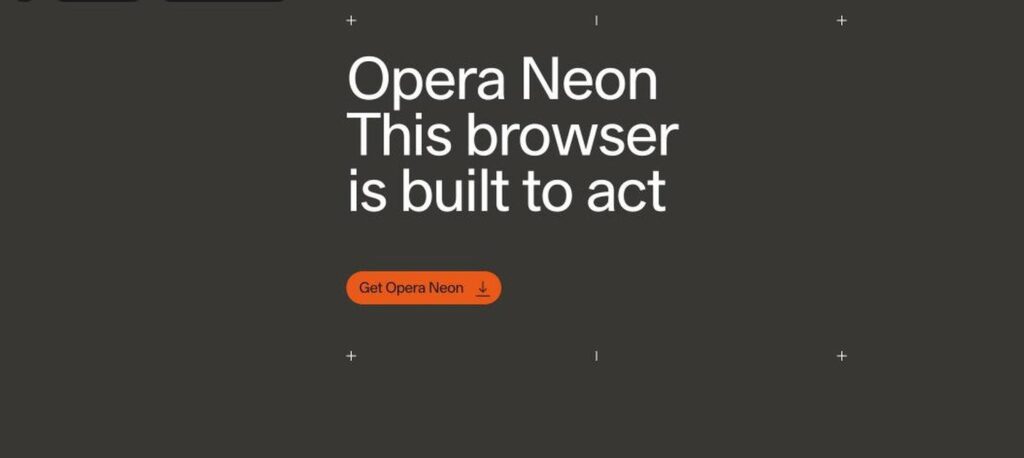 Opera Neon homepage screenshot