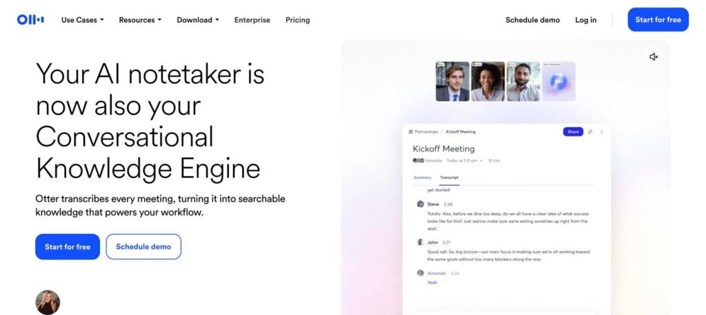 Otter.ai homepage screenshot