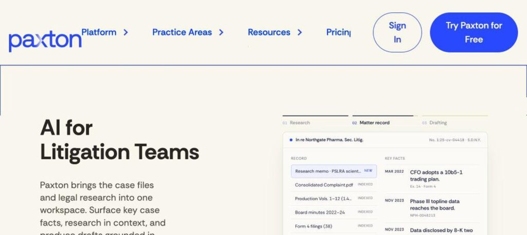 Paxton AI homepage screenshot
