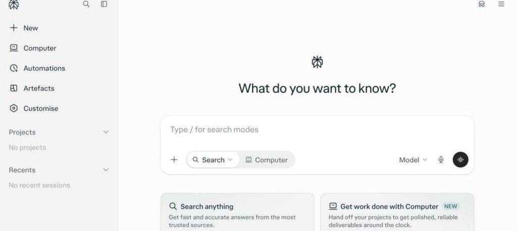 Perplexity AI homepage screenshot