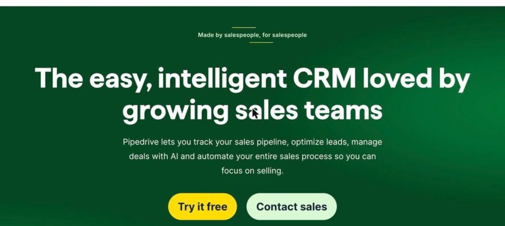 Pipedrive homepage screenshot