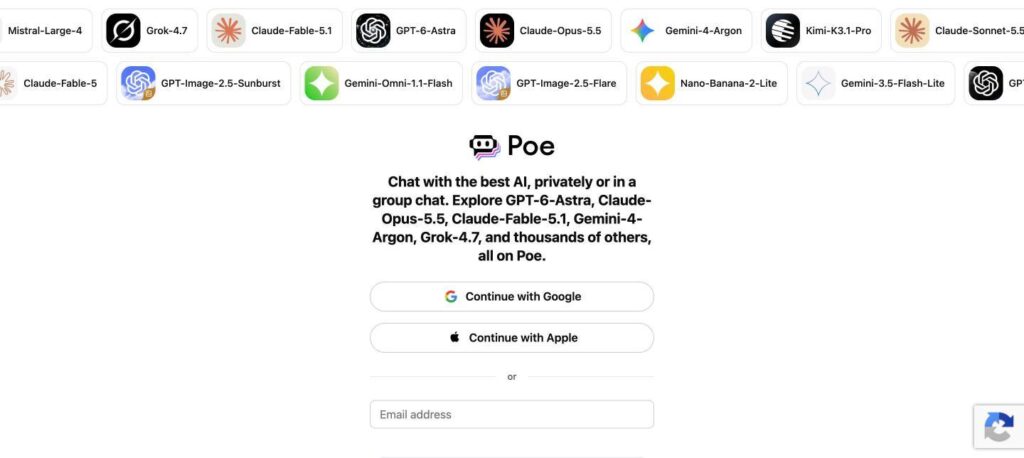 Poe homepage preview screenshot
