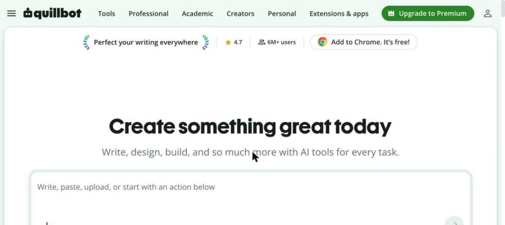 QuillBot homepage screenshot