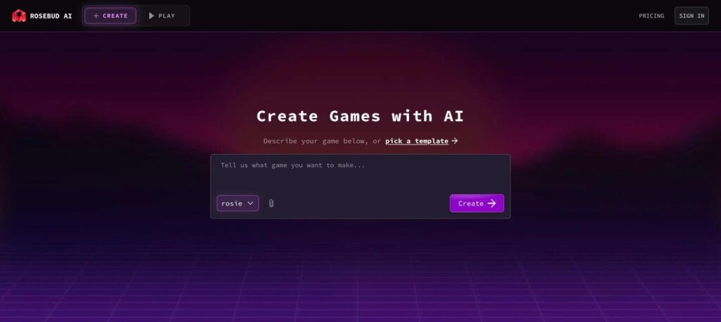 Rosebud AI homepage screenshot