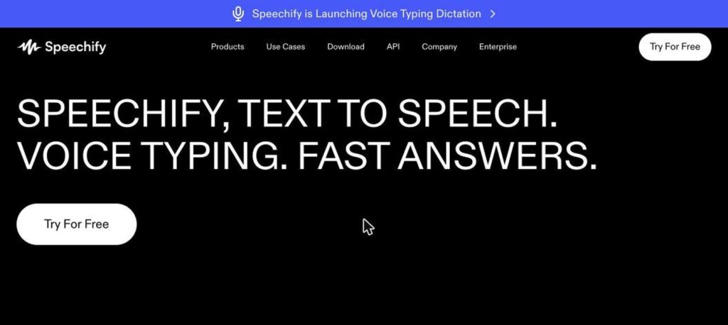 Speechify homepage screenshot